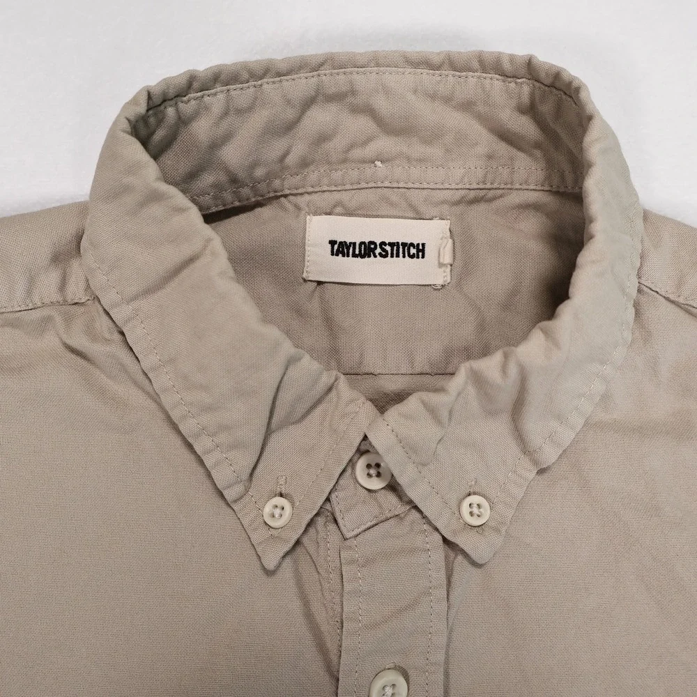 TAYLOR STITCH Men's 44 Tan Organic Cotton Jack Button Down Long Sleeve Shirt